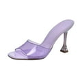 thumbnail image 2 of EQWLJWE Sandals Women 2022 Clear Heels Sandals Transparent Peep Toe Mules Backless Stiletto High Heels Slip on Heeled Slipper Dress Shoes, 2 of 4