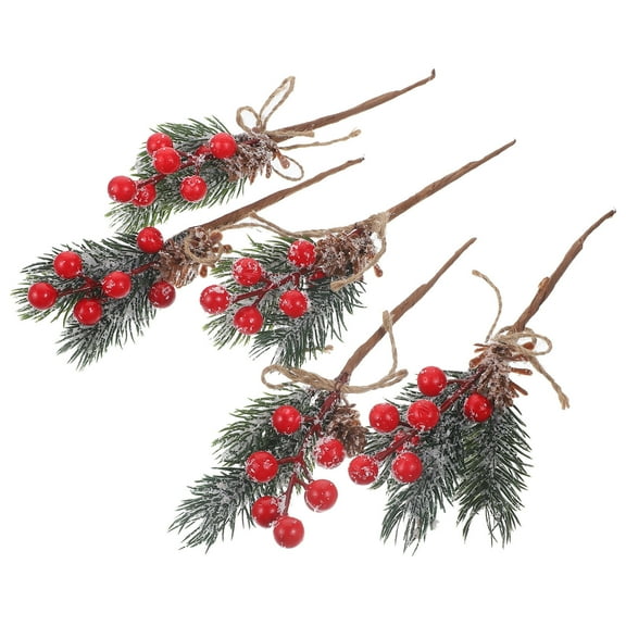 Hemoton 2 Count Pine Christmas Imitation Berries Simulated Berry 18.50X7.50X4.00CM Red