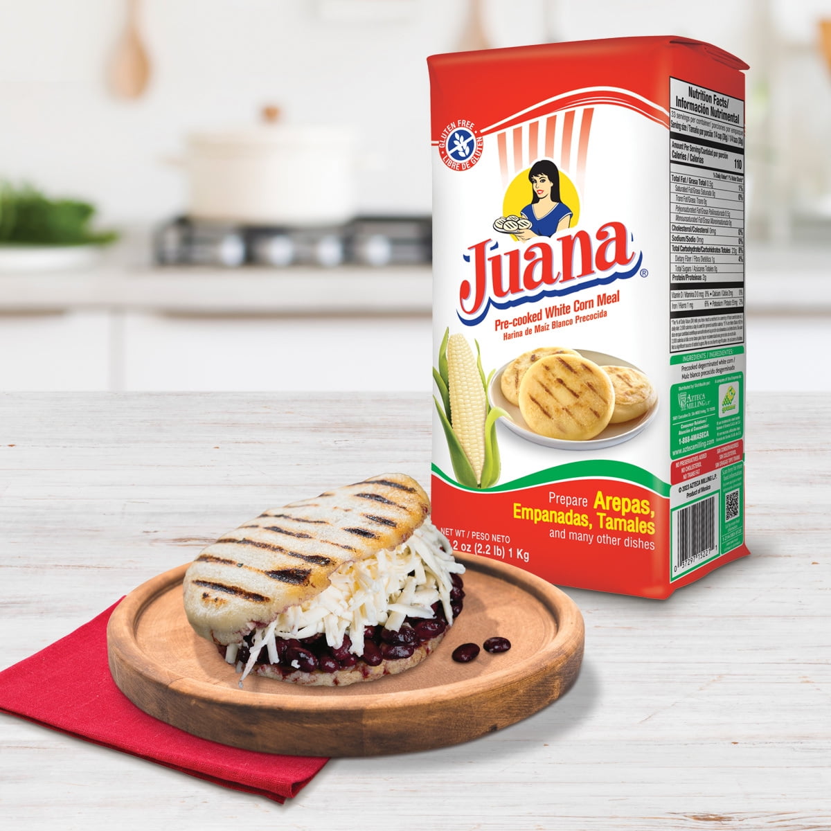(10 pack) Juana Pre-Cooked White Corn Meal for arepas 2.2 Lb.