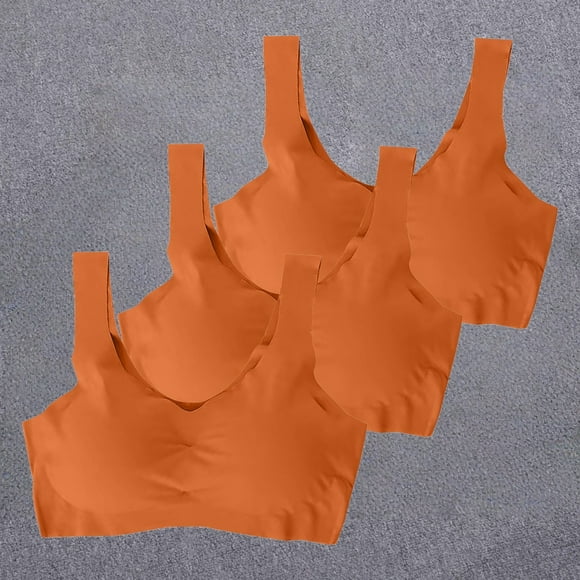 3-Pack Plus Size High Impact Sports Bra Nursing Friendly Comfort Wireless Front Closure Running Yoga Bra Large Bust Support Breathable Moisture Wicking Orange XXL