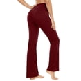 thumbnail image 2 of ValueVibe Womens Flare Yoga Pants with Pockets Bootcut Yoga Leggings High Waist Tummy Control Workout Pants, Burgundy L, 2 of 8
