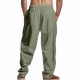 thumbnail image 3 of Pantalones largos para hombre, informales, holgados, de pierna ancha y con bolsillos con cordón, rectos, de poliéster., 3 of 7
