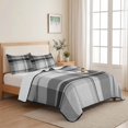 thumbnail image 5 of 3 Pieces Queen Quilt Set,Minimalist Black White Grey Plaid Soft Bedding Sets with 1 Quilt & 2 Pillow Shams,Neutral Tartan Checkered Summer Bedspread Lightweight Coverlet Comforter for All Season, 5 of 9