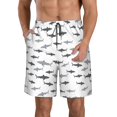thumbnail image 1 of Sikiie Cute Shark Print Men's Beach Shorts, High Elastic Quick-drying Shorts - with Drawstring and Slip Pockets, Suitable for Beach, Sports, Vacation-Small, 1 of 6