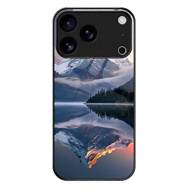 For iPhone 17 Pro Case PC TPU Tempered Glass Pattern Printing Shockproof Phone Back Cover - B0324