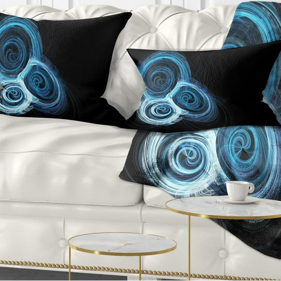 Designart Blue Spiral Nebula on Black - Abstract Throw Pillow - 12x20