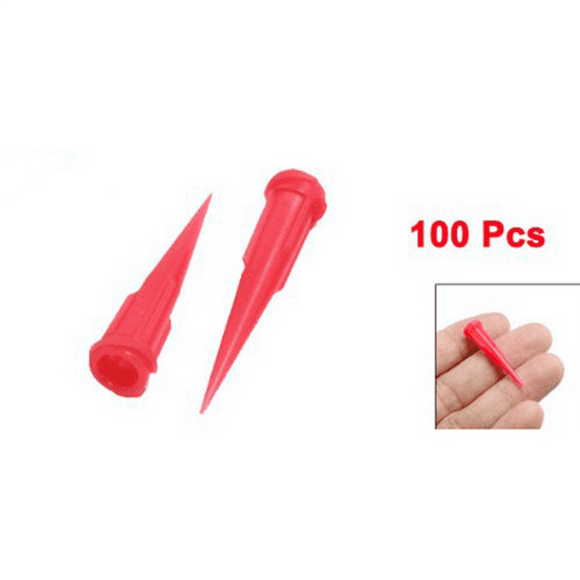 Plastic Tapered Pinhead Glue Dispenser Needle, 25 Gauge, 0.26mm Opening Size, Red (Pack of 1000)