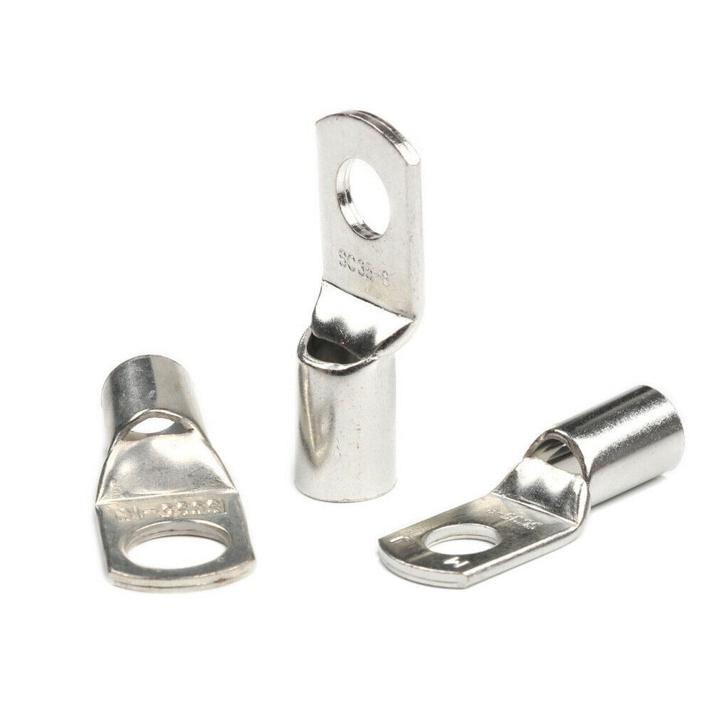 100Pcs Tin-Plated Copper Terminals Battery Cable Ends Lugs Ring Connectors Kit