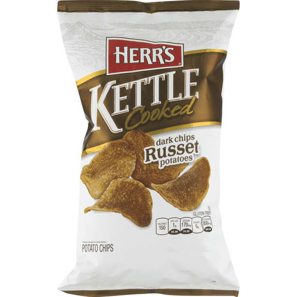 Herr's Kettle Cooked Dark Russet Potato Chips, 4Pack 7.5 oz. Bags