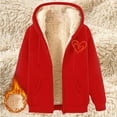 thumbnail image 2 of ZHOUCHANKIDS Womens Zip Up Hoodies Sherpa Lined Fleece Thermal Jacket Full Zip Winter Warm Casual Thick Coats Red XXXXXL, 2 of 4