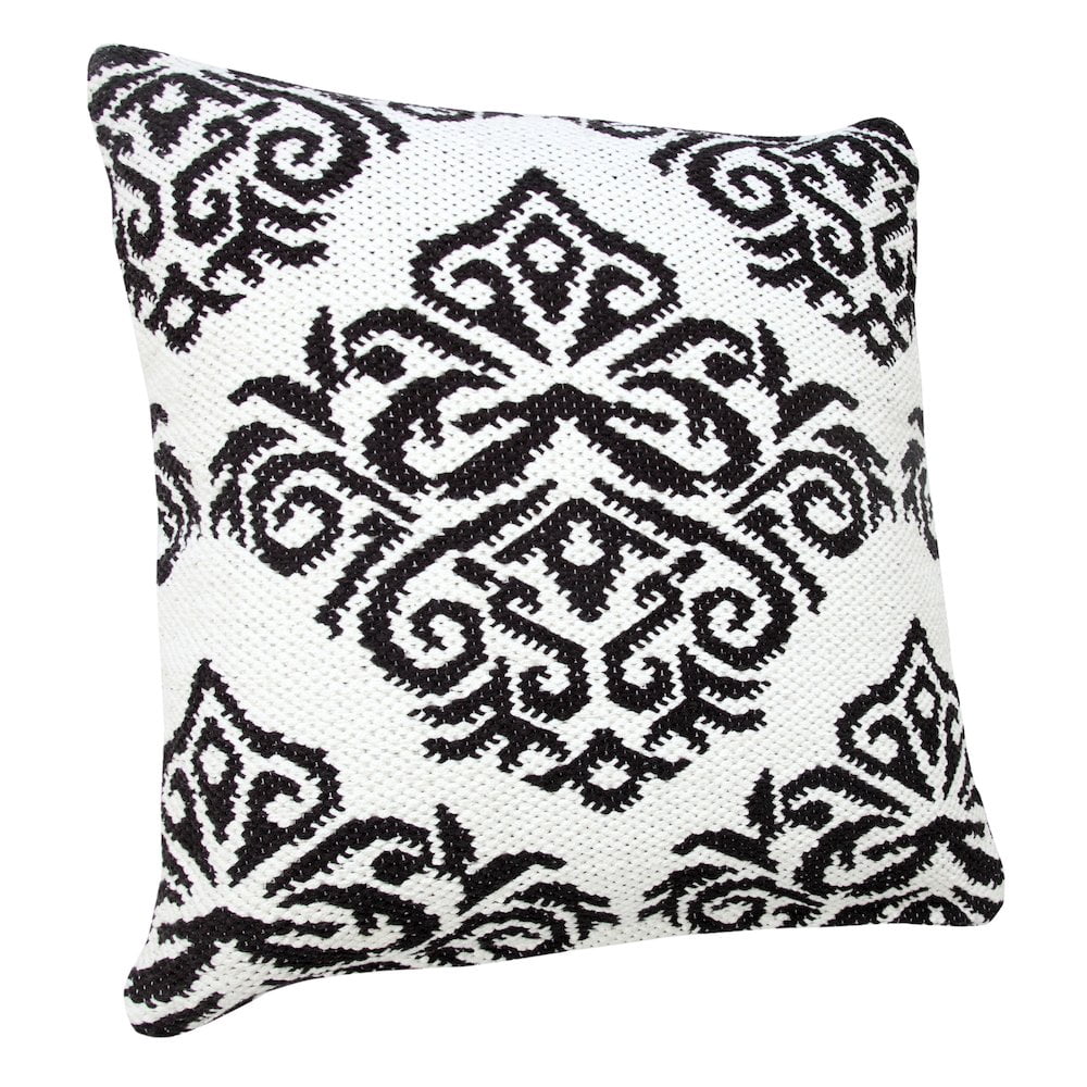 Ox Bay 20" x 20" Machine-Made White/ Black Medallion Cotton Blend Pillow Cover