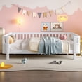 thumbnail image 3 of Bellemave Full Size Bed Frame, Full Montessori Bed with Safety Guardrails and Detachable Fence, Wood Full Daybed Frame, Low Profile & Rounded Corners Design, White, 3 of 8