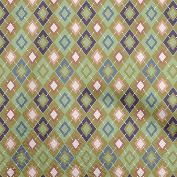 oneOone Polyester Spandex Sea Green Fabric Check Dress Material Fabric Print Fabric By The Yard 56 Inch Wide