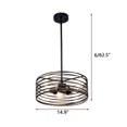 thumbnail image 3 of cadeninc 3-Light Black Round Iron Ceiling Lamp Chandelier with Black Ringed, 3 of 3