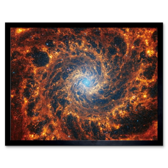 Artery8 NASA James Webb Telescope View of Spiral Galaxy NGC 628 Living Room Art Print Framed Poster Wall Decor 12x16 inch
