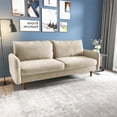 thumbnail image 4 of Enor Furniture Anacapa 70" Round Arm Upholstered Modern Velvet Sofa in Beige, 4 of 15