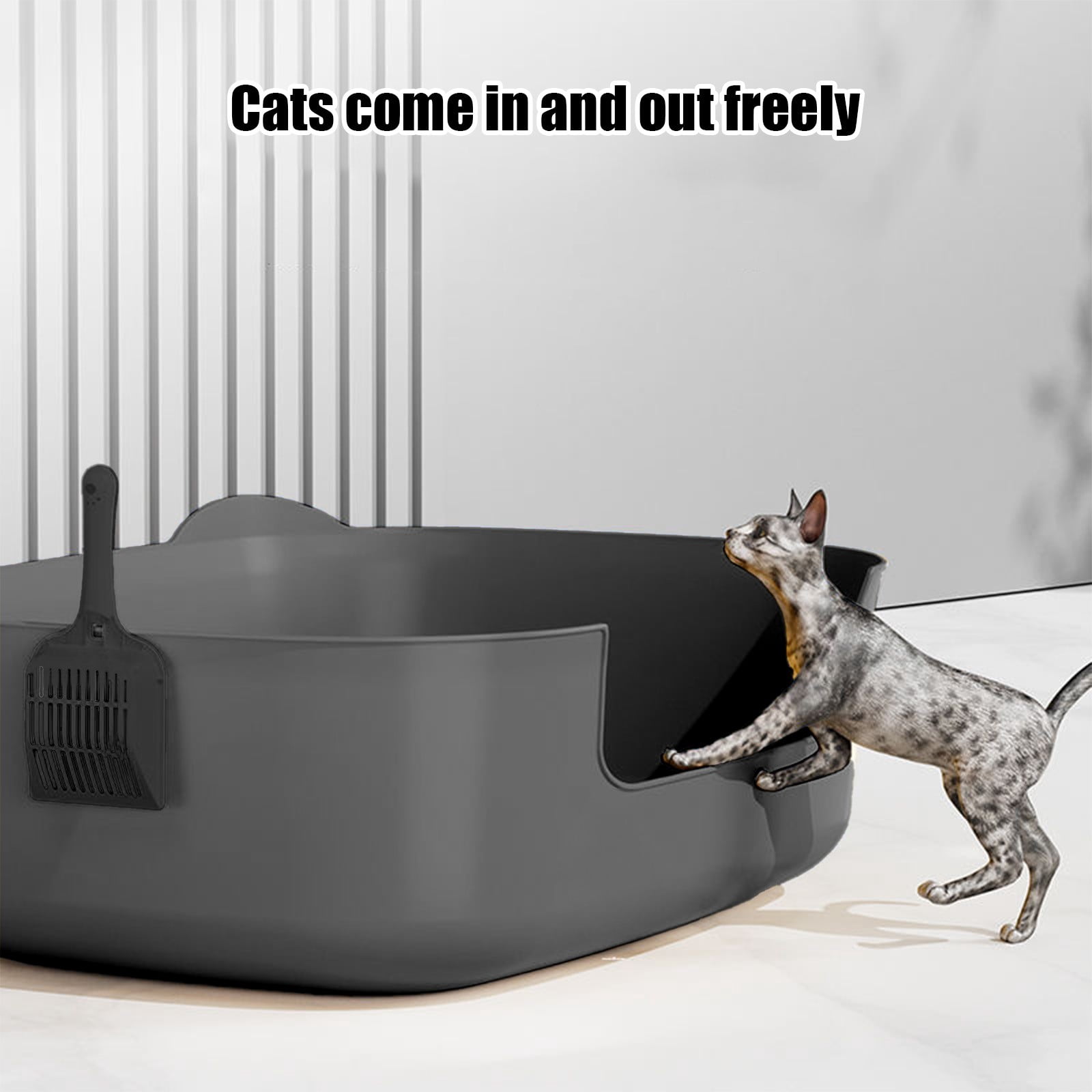 Large Cat Litter Box, Spill-Proof and Semi-Closed Design, Easy to Clean Pet Toilet with Removable Lid, Odor Control, Scratch Proof, Suitable for Large Cats, Kittens, Senior Cats, Indoor Use