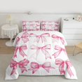 thumbnail image 2 of Manfei Cute Bow Knot Queen Comforter Set 3 Pieces for Kids Girls, Kawaii Ribbon Bowtie Bedding Sets, Princess White Pink Bedding Comforter Set, Ultra Soft Home Decor, 2 of 8
