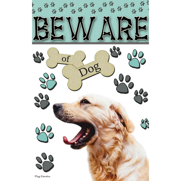 Flag Emotes - Double Sided Garden Flag - Beware Of Dog - Golden Retriever