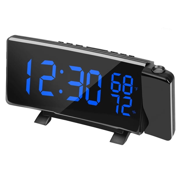 Rotación de 180 grados Proyección Despertador Temperatura Humedad Pantalla LED Pantalla Reloj digital Yuarrent EL3020-00B