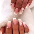 thumbnail image 1 of 24 uñas postizas francesas con punta blanca, uñas postizas cuadradas medianas, uñas postizas con punta francesa, uñas postizas de cobertura total de color rosa (tipo pegamento), 1 of 4