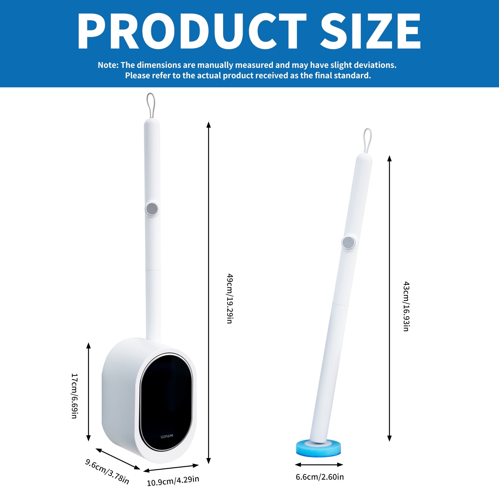 SOPAMI Disposable Toilet Cleaning System - Toilet Wand Kit with 32 High-Performance Refills, Wall Mounted Toilet Brush and Holder for Deep Cleaning Bathroom 32pcs