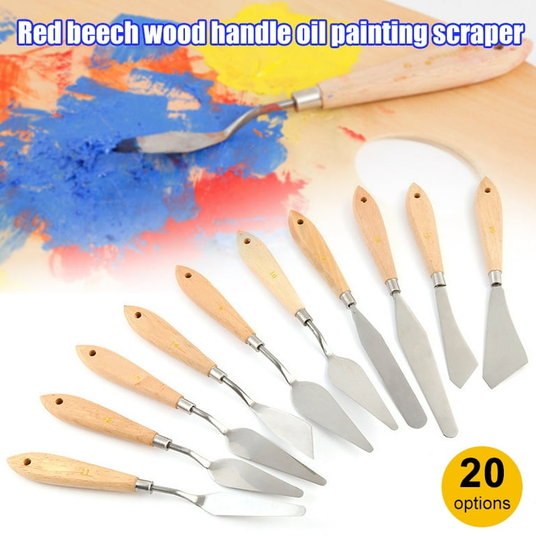CONDA Palette Knife Painting Stainless Steel Spatula Palette Knife Oil  Paint Metal Knives Wood Handle (Red 5 Piece)
