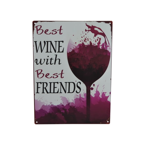 BEST WINE W/ BEST FRIENDS Metal Wine Sign
