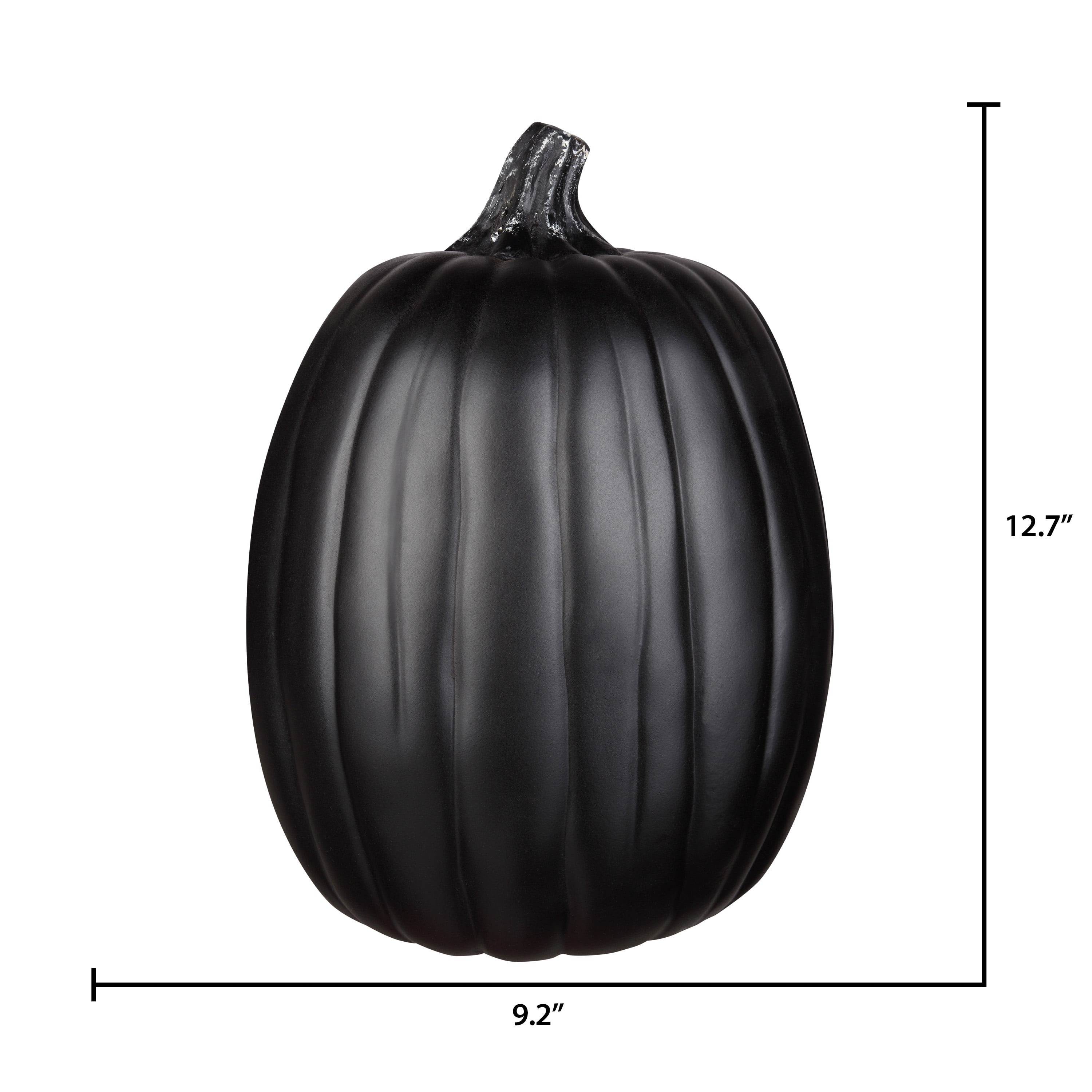 13-Inch Black Craft Pumpkin with Black Natural Stem for Outdoor Decoration