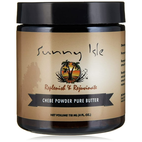 Sunny Isle Jamaican Black Castor Oil Pure Butter with Chebe Powder 4oz | For Longer, Stronger Hair | All-Natural African Chebe Powder | Hair & Skin Moisturizer for All Types