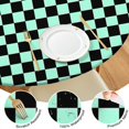 thumbnail image 4 of Black and Mint Green Checkerboard Pattern Round Fitted Tablecloth with Elastic Edge,Dining Table Cover Waterproof,Outdoor Round Tablecloth for Camping,Dining,Indoor and Outdoor, 4 of 7