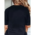 thumbnail image 2 of Camiseta de moda para mujer primavera/verano: cuello redondo informal con estampado "LoVe" y corazón, transpirable y opaca, con estampado geométrico, ideal para uso diario y regalo de San Valentín., 2 of 6