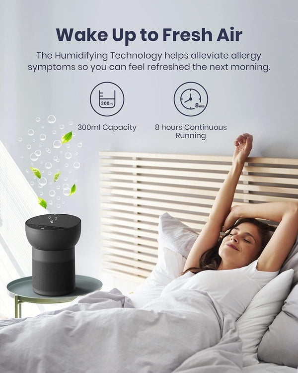 TCL Breeva A2 Wi-Fi Smart Air Purifier and Humidifier, Up to 882 Sq Ft, 4-Stage True HEPA (H13), Removes 99.97% of Dust/Bacteria/Odors & More, App & Voice Control, Auto Shield, Quiet, Black