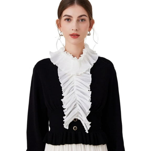 YEKEYI Women Fake Collar Shirt Detachable False Collar Wrist Cuffs Fake Sleeve Cuffs Collar, Half Shirt Collar