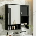 thumbnail image 2 of 29'' x 28'' Modern Wall Mounted Bathroom Medicine Cabinet Bathroom Wall Storage Cabinet with Mirror Over the Toilet Space Saver Cabinet with Towels Bar, 2 of 26