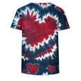 thumbnail image 4 of Valentines Day Outfit Women Heart Print Tie Dye Shirt Short Sleeve Round Neck Shirts Valentine Casual Tshirts Spring Tops for Women, 4 of 5