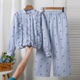 thumbnail image 2 of Staki Toddler Girl Clothes Ruffle Shoulder Top+Floral Pants Toddler Girls Outfits 2 Piece Sets(Blue,10-11 Years), 2 of 8