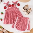 thumbnail image 2 of VUHXZWAF Summer Outfits Girls Fashion Lace Up Plaid Sleeveless Shirt and Ruffled Shorts Set Size 0-6 Months, 2 of 2