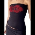 thumbnail image 2 of Top de Tubo Sin Tirantes con Estampado Floral para Mujer, Estilo Y2K, de Punto, Estilo Bandeau, para Verano Negro M, 2 of 6