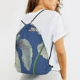 thumbnail image 6 of XMXT Waterproof Gym Bag, Blue Floral Watercolor Background Drawstring Backpack for Men, m, 6 of 8