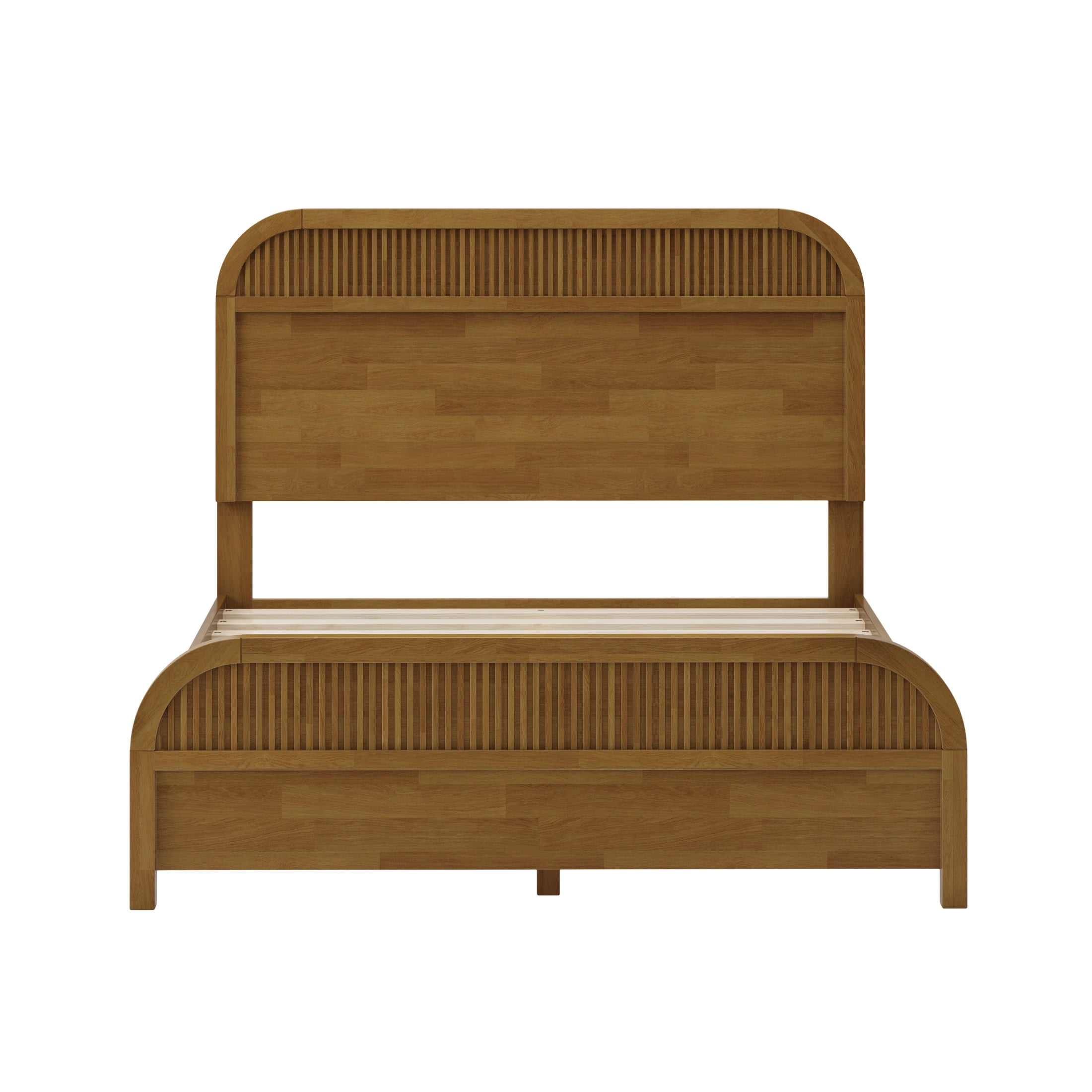 Christopher Knight Home Modern Queen Size Wooden Platform Bed Frame with Headboard, Blonde Oak Finish