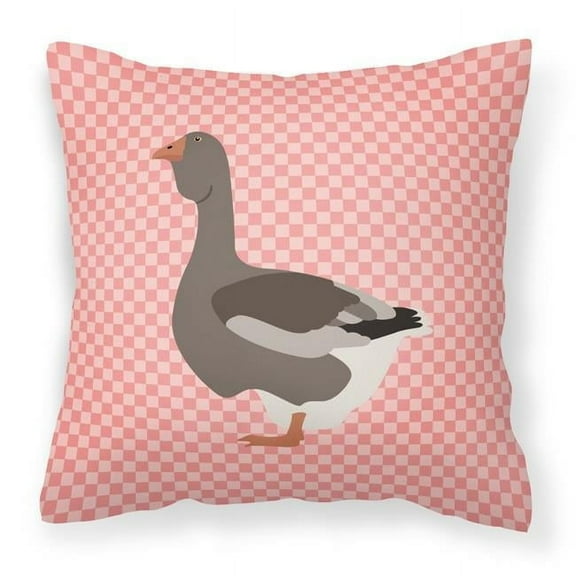 Carolines Treasures BB7897PW1414 Toulouse Goose Pink Check Fabric Decorative Pillow, 14 x 14 in.