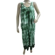 Mogul Womens Sundress Tie Dye Green Summer Fashion Rayon Boho Cover Up Dresses