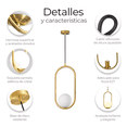 thumbnail image 3 of Lámpara De Techo Moderna Candelabro De Globo Colgante Latón Dorada, 3 of 5