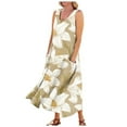 thumbnail image 1 of CHOK Robes d'Été Décontractées Femmes Coton Lin à Fleurs Robe Maxi Femme Sans Manches Débardeur Longue Fluide Robe Bohème Robes d'Été Fluides pour Adolescentes avec Poches Gris Foncé 3TG, 1 of 7