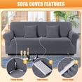 thumbnail image 7 of KINCAM 3-Seater Sofa Slipcover, Stretch Couch Cover with 2 Pillow Cover, Machine Washable Furniture Protector, Dark Gray, 7 of 7