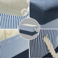 thumbnail image 7 of PiccoCasa Foldable Storage Basket Handle Fabric Box Closet, Dark Blue Stripe, Medium, 7 of 7