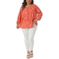 thumbnail image 2 of Agnes Orinda Women's Plus Size Polka Dot 3/4 Sleeve  Blouses Casual Tunic Crew Neck Shirts 2X Orange, 2 of 6