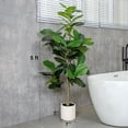 thumbnail image 3 of ROMSWI 5FT Artificial Fiddle Leaf Fig Tree with White Planter Pot Natural Trunk Realistic Leaves Lifelike Faux Floor Plant For Home House Office Decor Indoor, 3 of 10