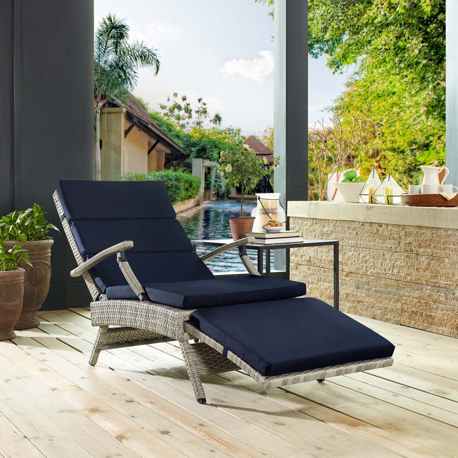 Envisage Chaise Outdoor  Patio Wicker Rattan Lounge  Chair  